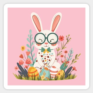 Easter bunny rabit easter eggs floral Sticker